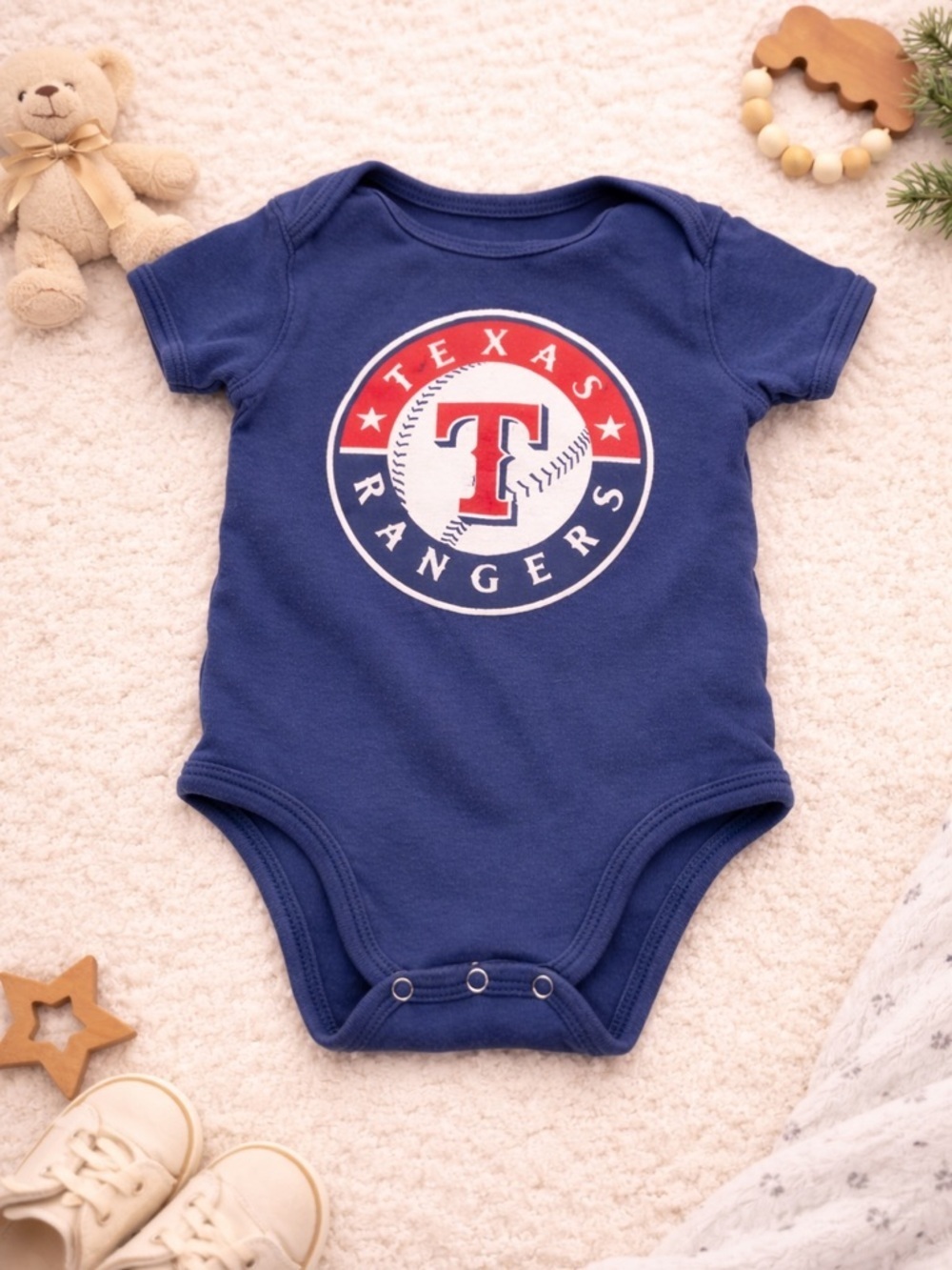 Texas Rangers Baby Onesie 3-6M Blue MLB Baseball Bodysuit Short Sleeve